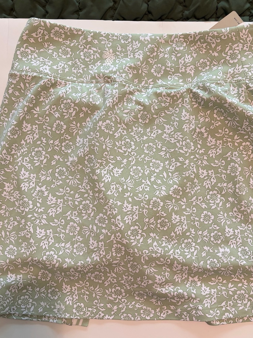Tommy Bahama Light Mint Green Floral Skirt with Contrast Stripe
